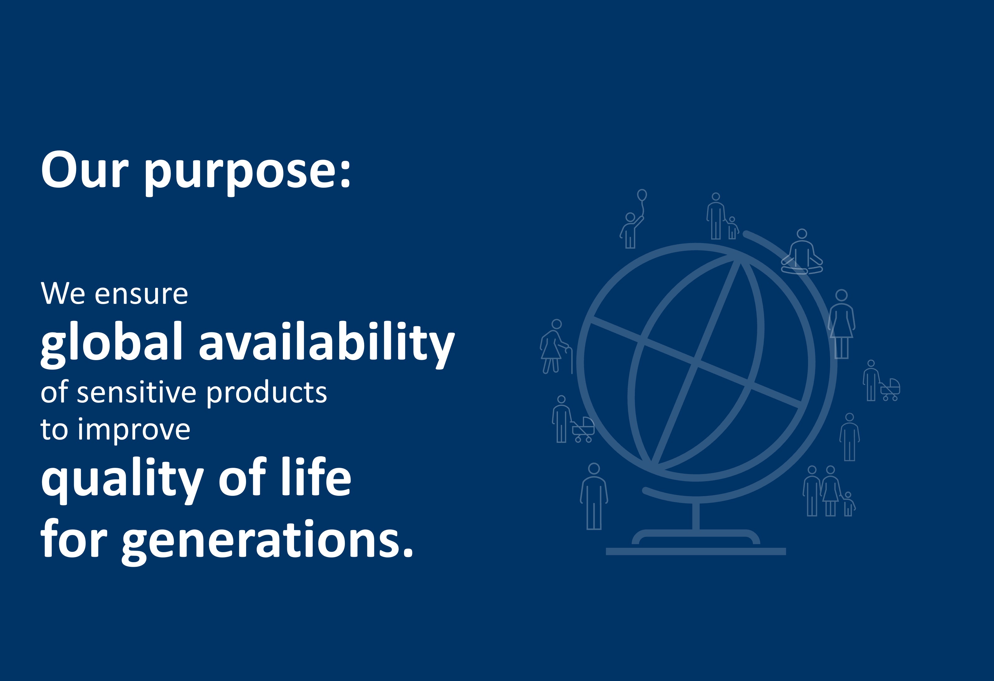 We ensure global availability of sensitive products to improve quality of life for generations